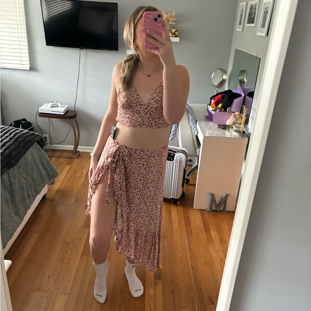 Floral Wrap Skirt in Pink